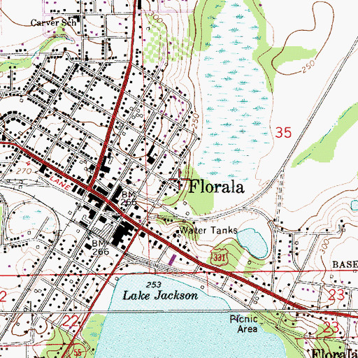 Topographic Map of First African Baptist Church, AL