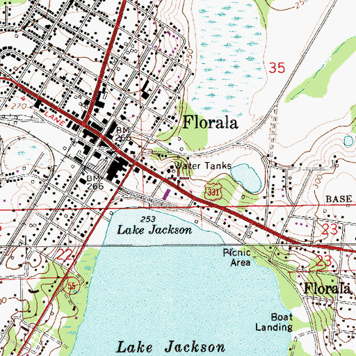 Topographic Map of First Baptist Church, AL