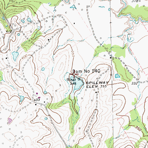 Topographic Map of Dam Number 140, TX