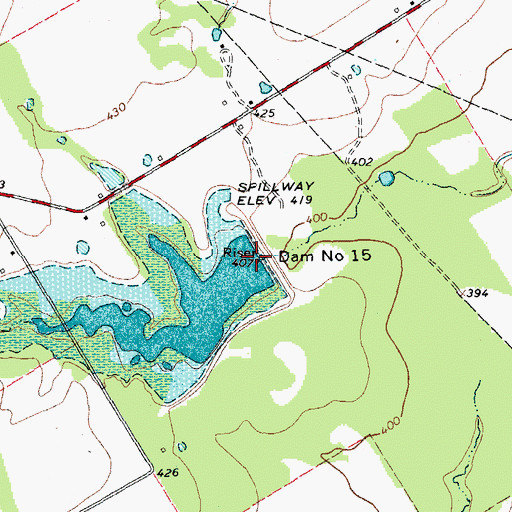 Topographic Map of Dam Number 15, TX
