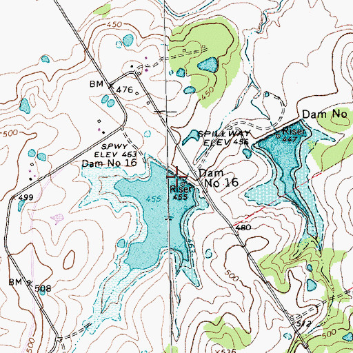 Topographic Map of Dam Number 16, TX