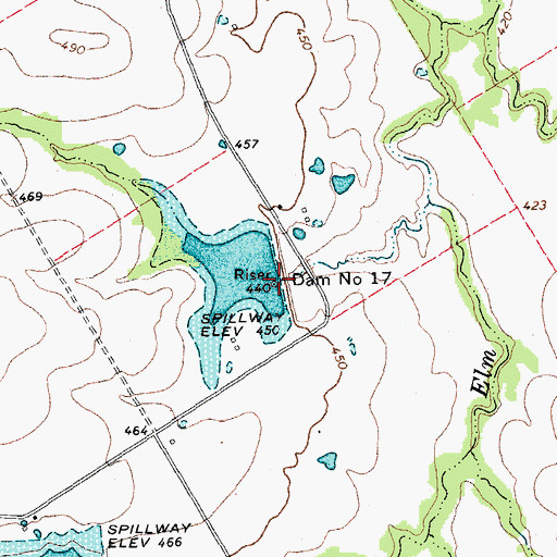 Topographic Map of Dam Number 17, TX