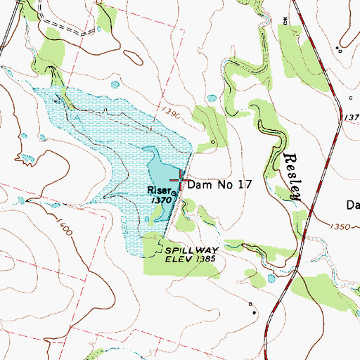 Topographic Map of Dam Number 17, TX