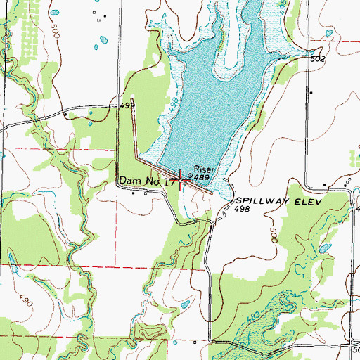 Topographic Map of Dam Number 17, TX