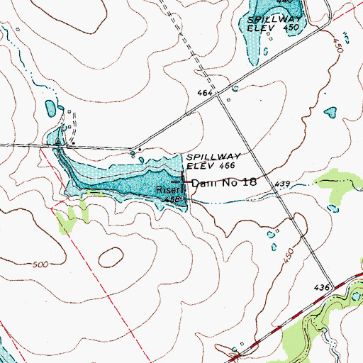 Topographic Map of Dam Number 18, TX