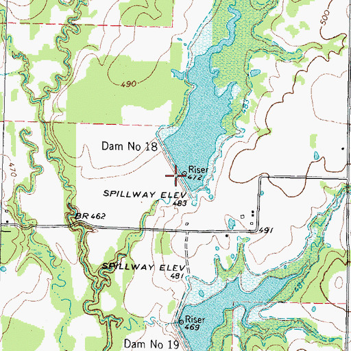 Topographic Map of Dam Number 18, TX
