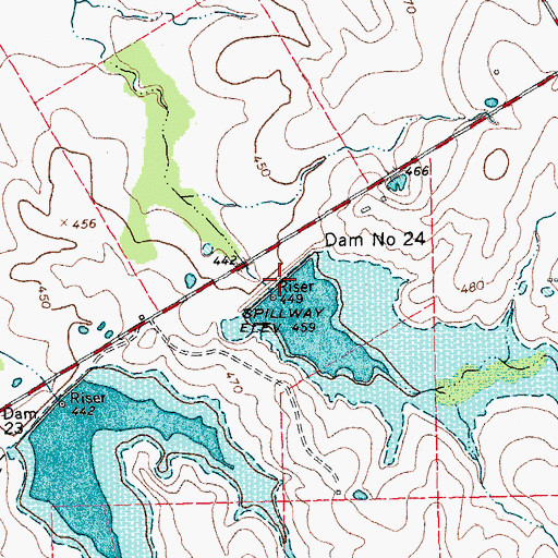 Topographic Map of Dam Number 24, TX