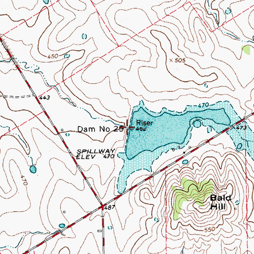 Topographic Map of Dam Number 25, TX