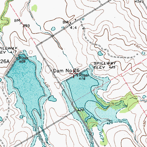 Topographic Map of Dam Number 26, TX