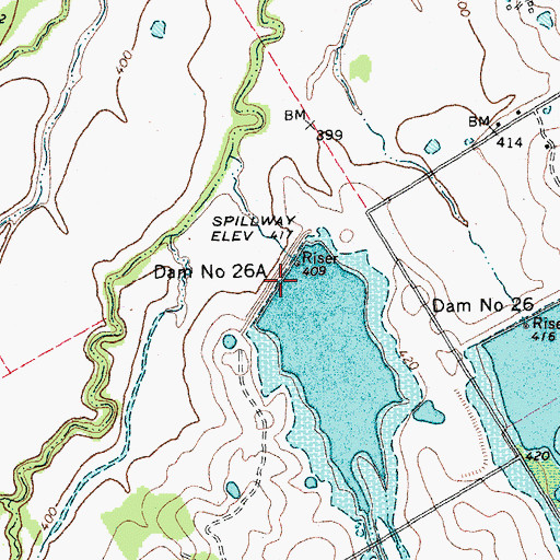 Topographic Map of Dam Number 26H, TX