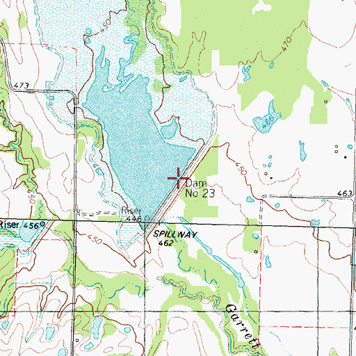 Topographic Map of Dam Number 28, TX