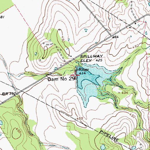 Topographic Map of Dam Number 29, TX