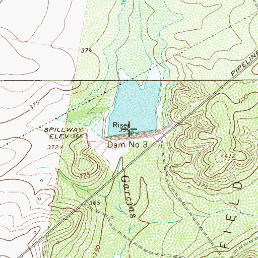 Topographic Map of Dam Number 3, TX