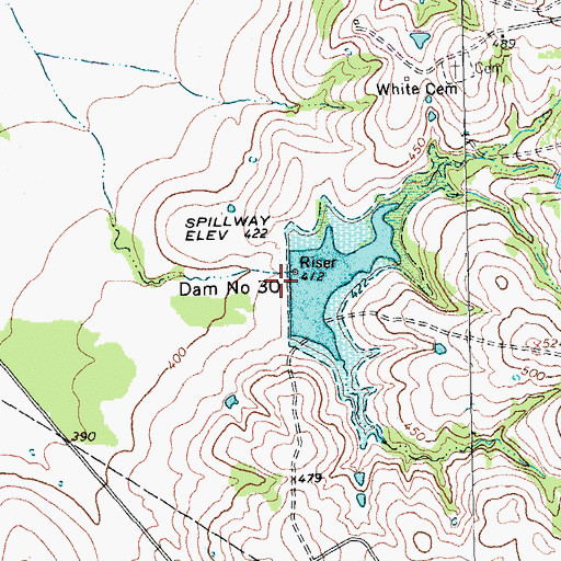 Topographic Map of Dam Number 30, TX