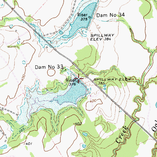 Topographic Map of Dam Number 33, TX