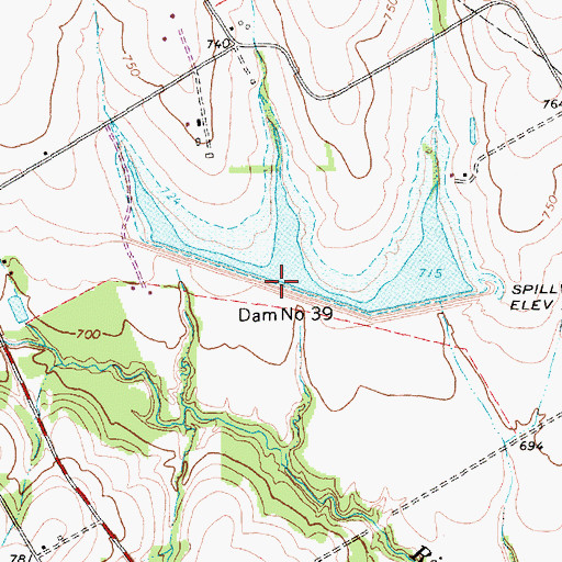 Topographic Map of Dam Number 39, TX