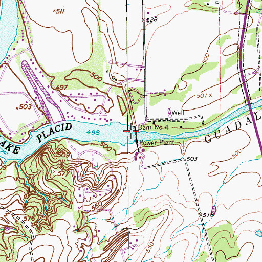 Topographic Map of Dam Number 4, TX