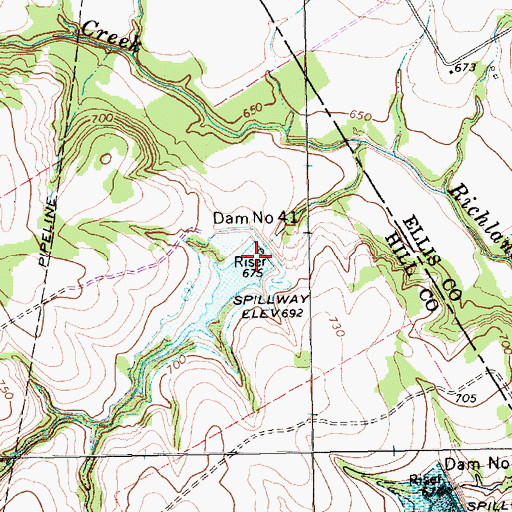 Topographic Map of Dam Number 41, TX