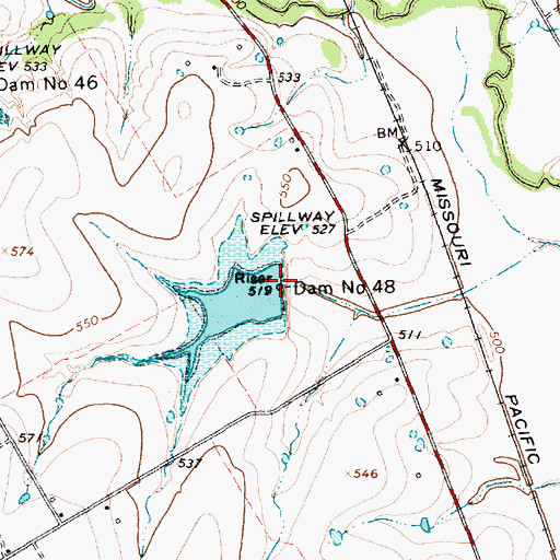 Topographic Map of Dam Number 48, TX
