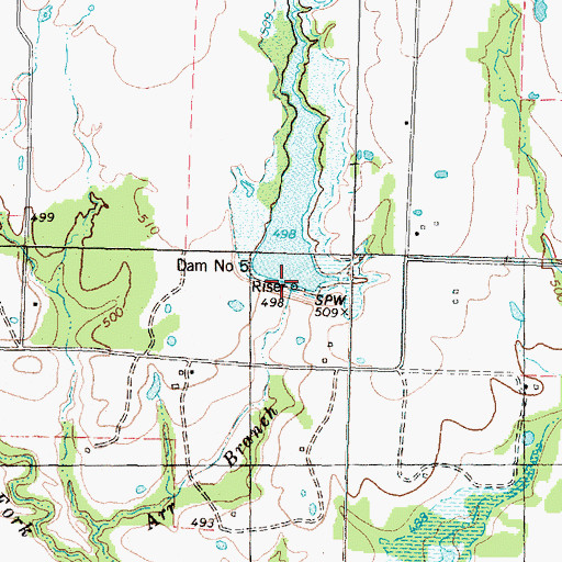 Topographic Map of Dam Number 5, TX