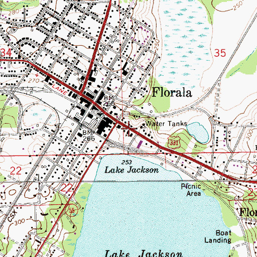 Topographic Map of First Presbyterian Church, AL