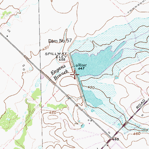 Topographic Map of Dam Number 57, TX