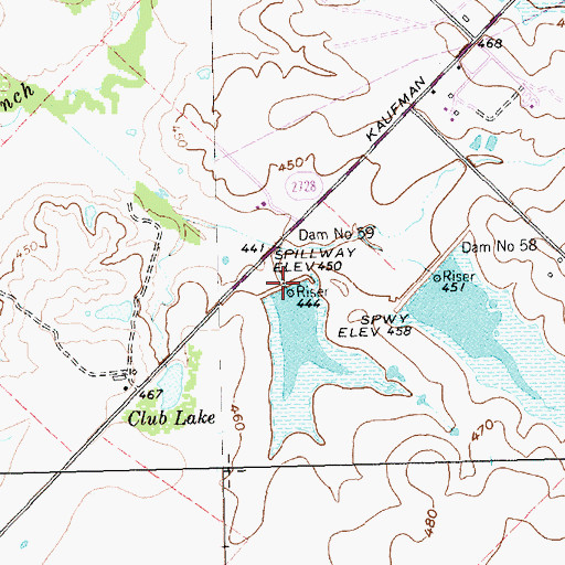 Topographic Map of Dam Number 59, TX