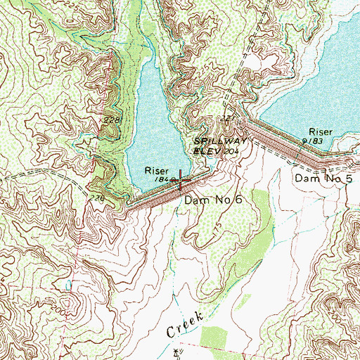 Topographic Map of Dam Number 6, TX