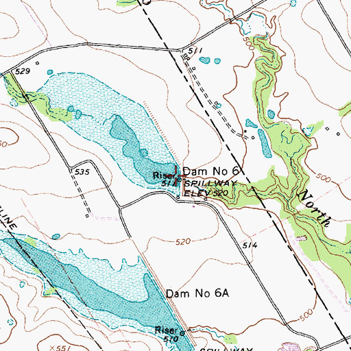 Topographic Map of Dam Number 6, TX