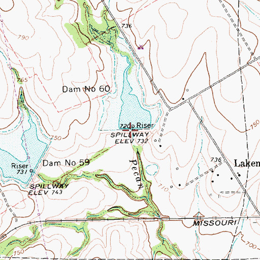 Topographic Map of Dam Number 60, TX