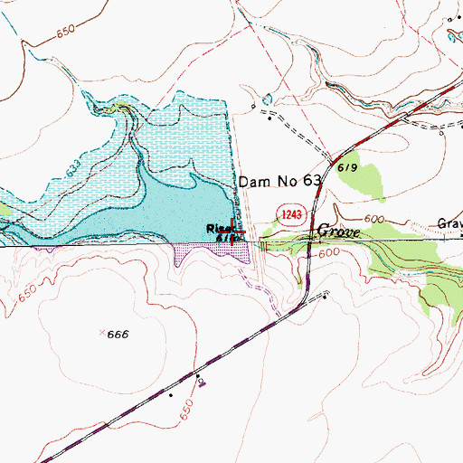 Topographic Map of Dam Number 63, TX