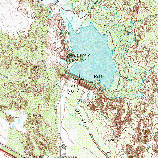Topographic Map of Dam Number 7, TX