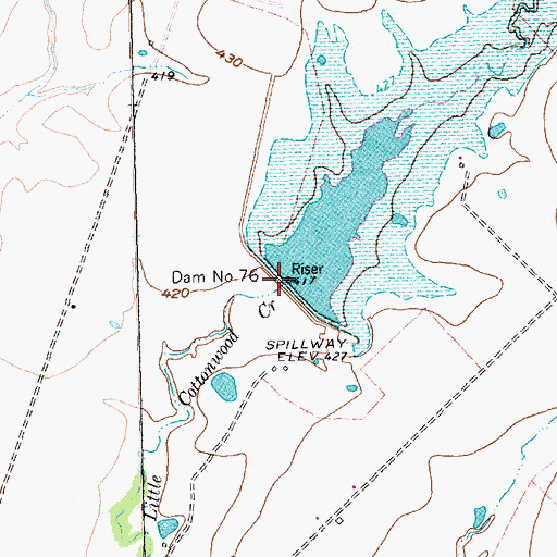 Topographic Map of Dam Number 76, TX