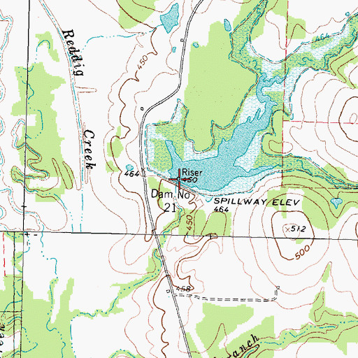 Topographic Map of Dam Number 8, TX