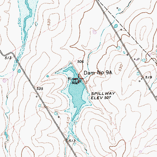 Topographic Map of Dam Number 9A, TX
