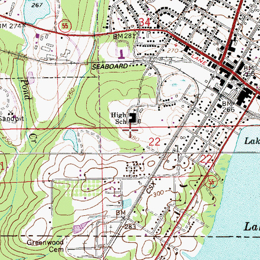 Topographic Map of Florala High School, AL