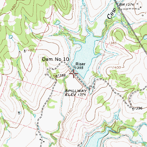 Topographic Map of Dam Number 10, TX
