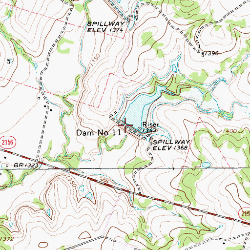 Topographic Map of Dam Number 11, TX