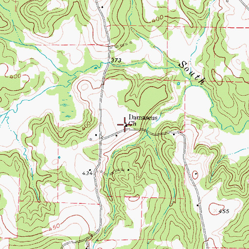 Topographic Map of Damascus Church, TX