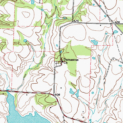 Topographic Map of Damascus Church, TX