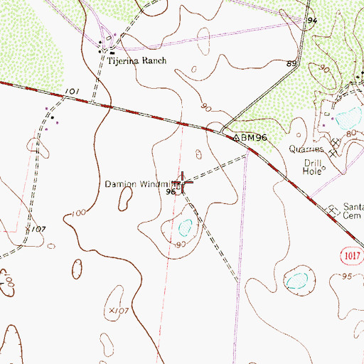 Topographic Map of Damion Windmill, TX