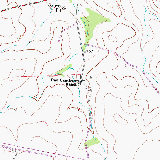 Topographic Map of Dan Cauthorn Ranch, TX