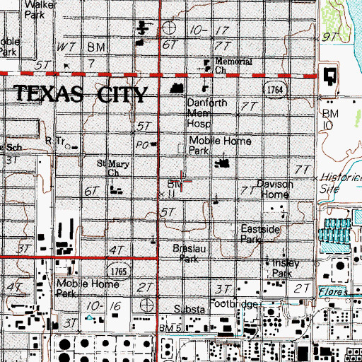 Topographic Map of Danforth School, TX