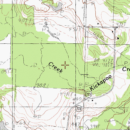 Topographic Map of Daniel Creek, TX