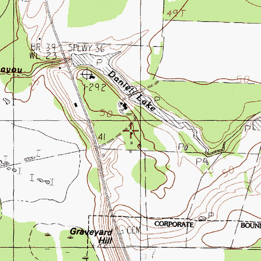 Topographic Map of Daniel Ranch, TX