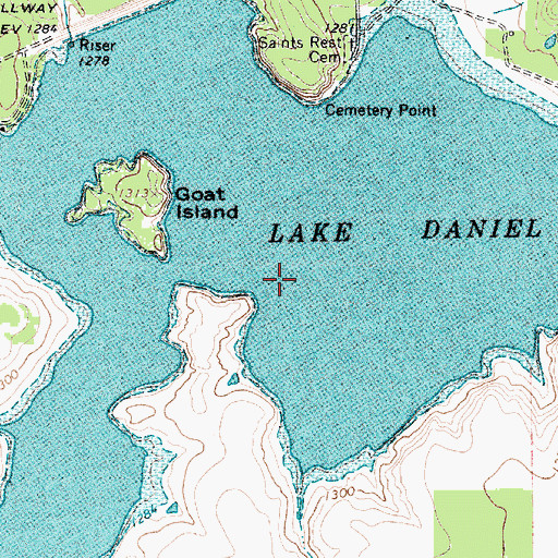 Topographic Map of Lake Daniel, TX