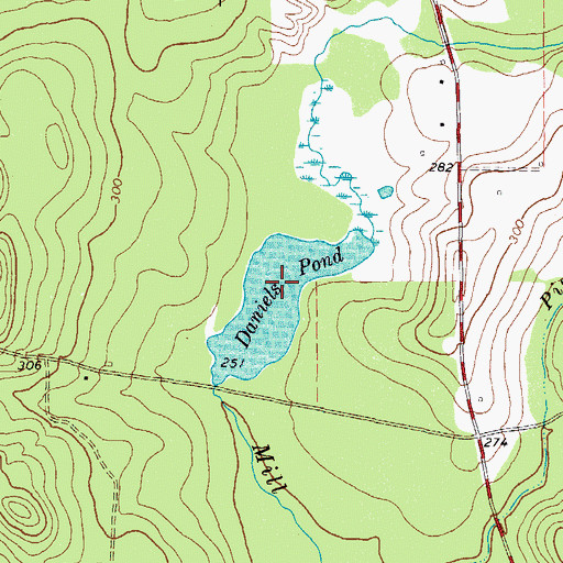 Topographic Map of Daniels Pond, TX