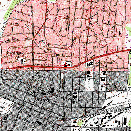 Topographic Map of Daniels School, TX