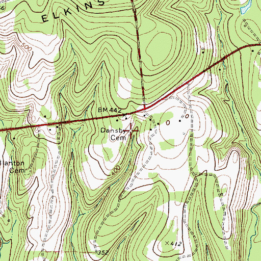Topographic Map of Dansby Cemetery, TX
