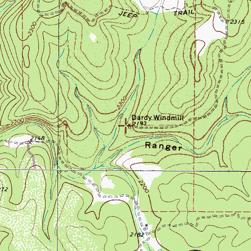 Topographic Map of Dardy Windmill, TX